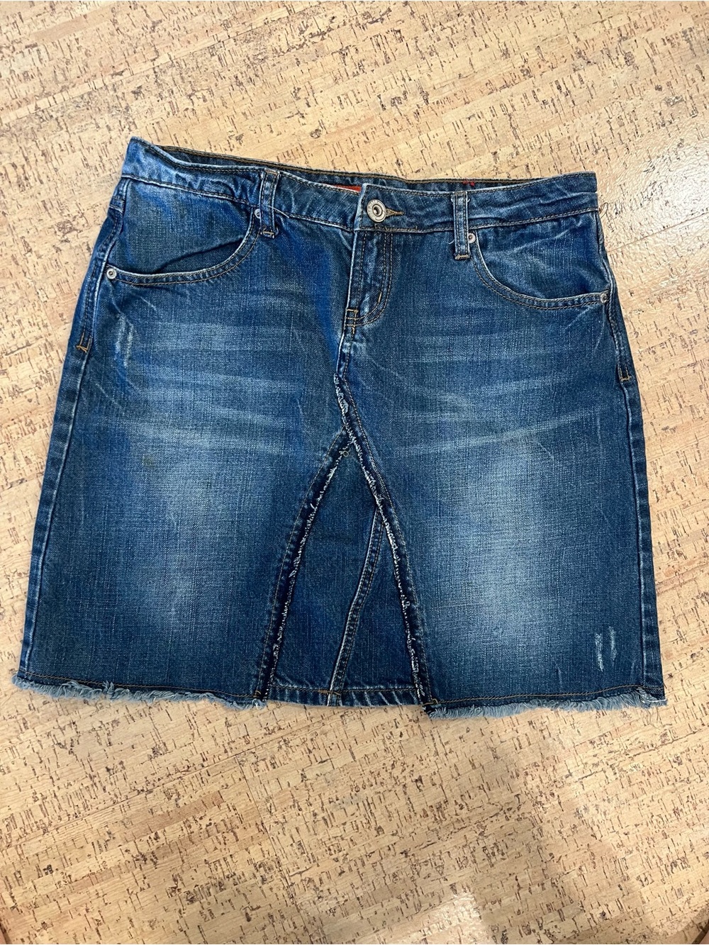 Y2K Mudd Denim Mini Skirt Distressed Frayed Hem Size 13